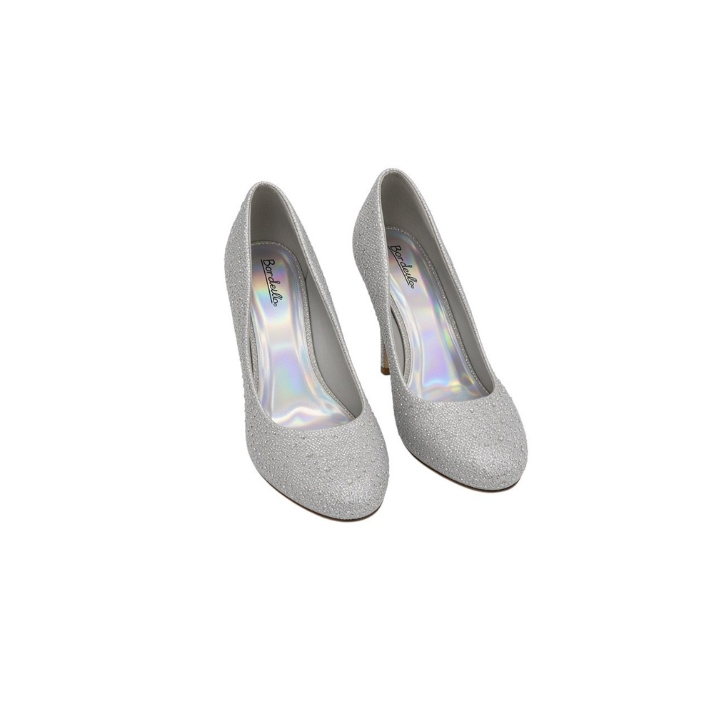 Bordello Hot Tomato Pumps Womens 7 Silver Glitter Rhinestone Platform Heels
